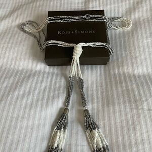 Monochrome Beaded Tassel Necklace